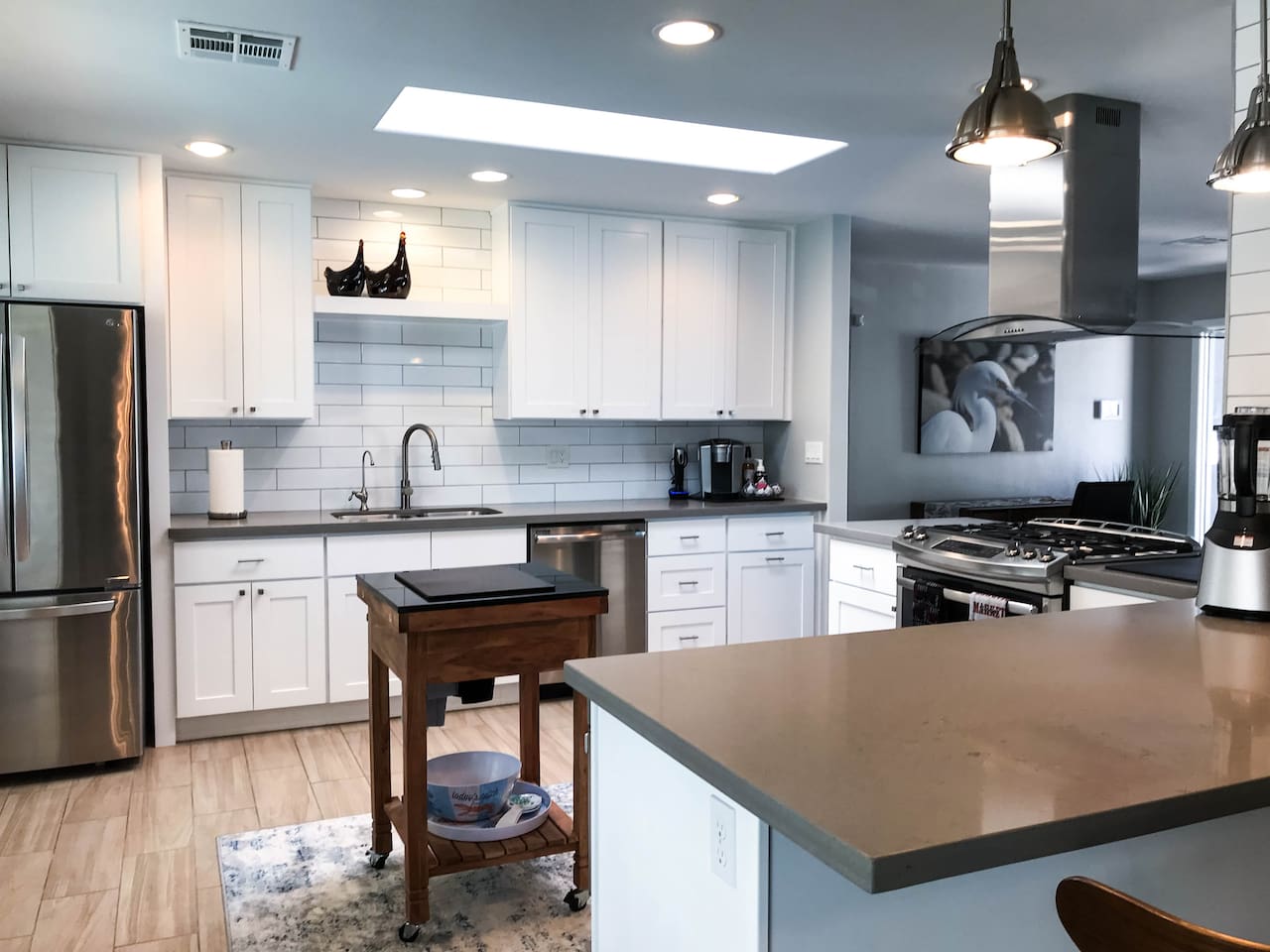 Kitchen opens to the living room