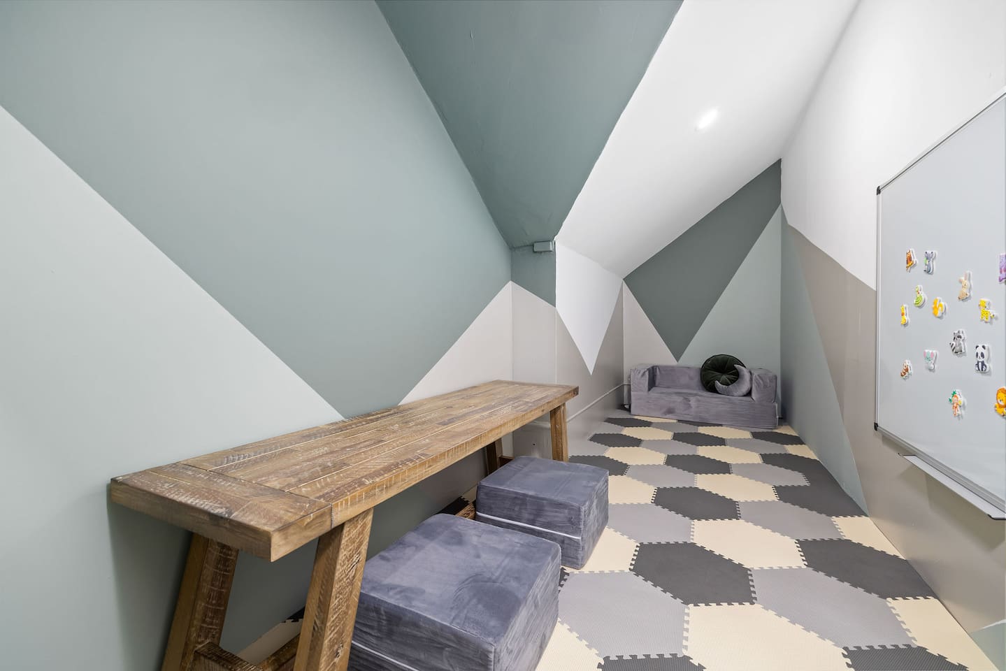 We've converted a closet with a short door into a secret kids room!

"The toddler play area was a bright spot for my little ones and I loved having a room attached to ours that they could stay in." -recent guest