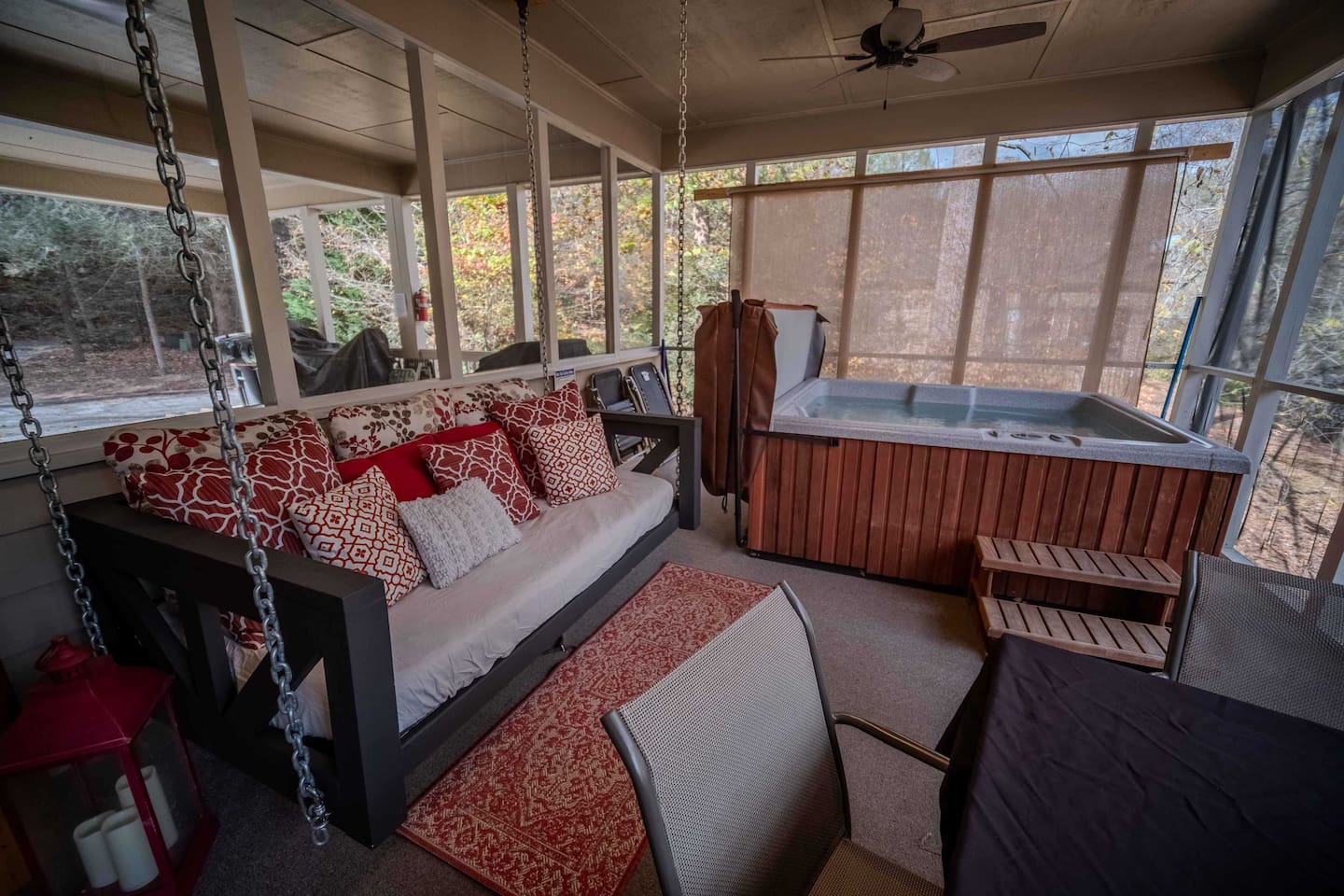 Screened Porch | Hot Tub | Hanging Porch Bed | Dining Table