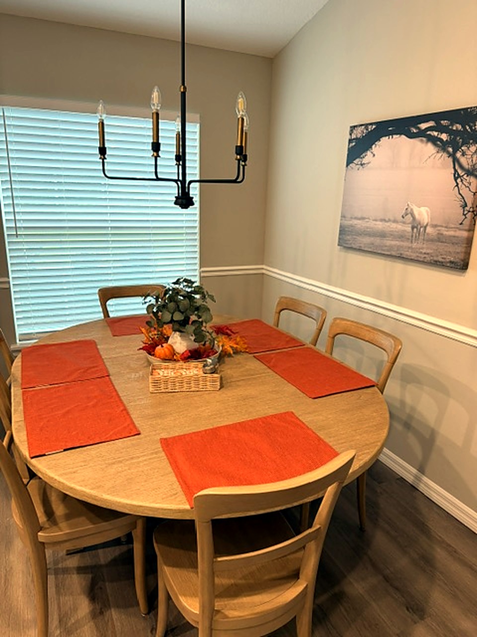 Dining room dressed for fall