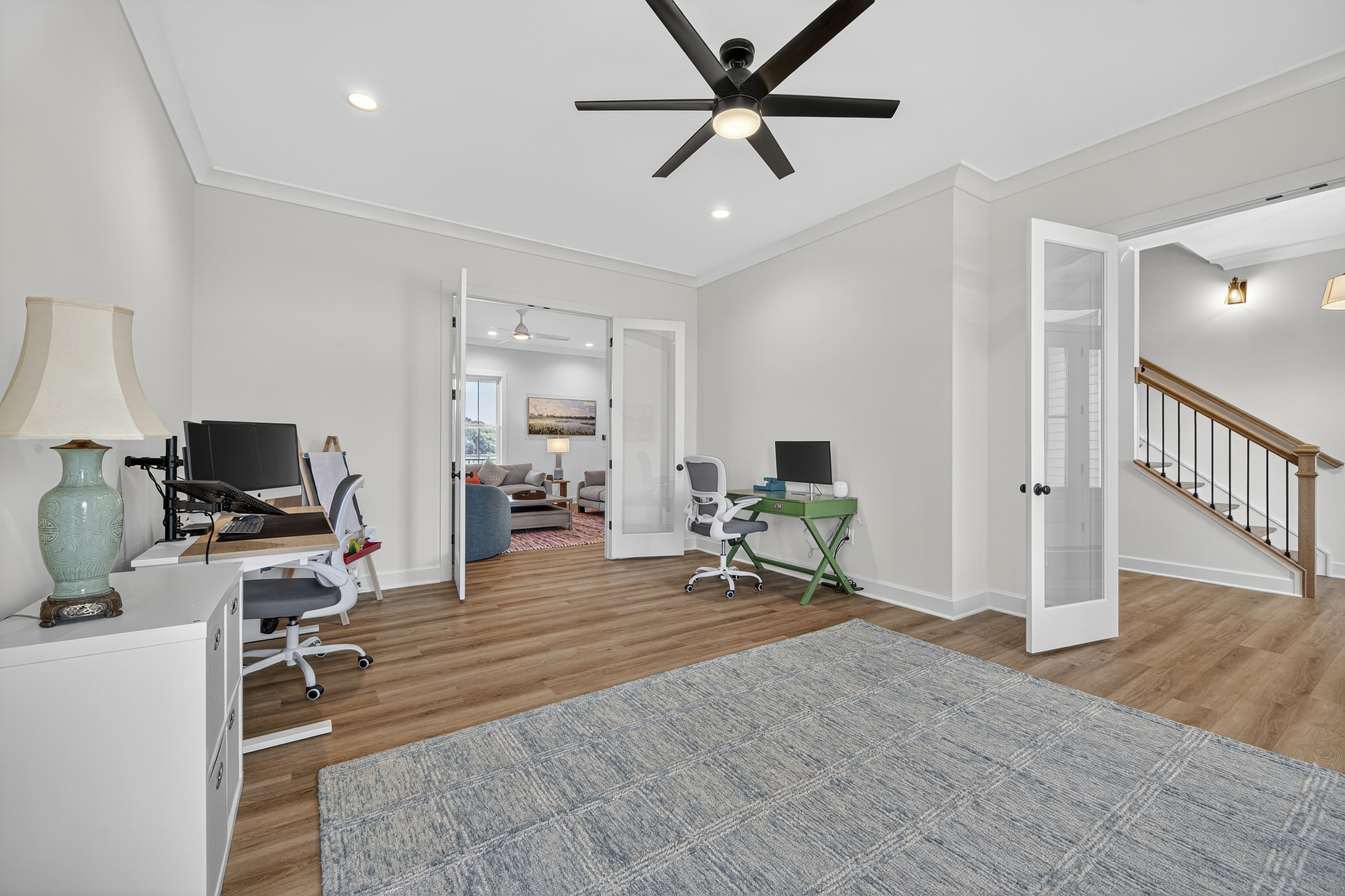 This flexible space connects easily to the main living area—perfect for productivity or play during your lake vacation.