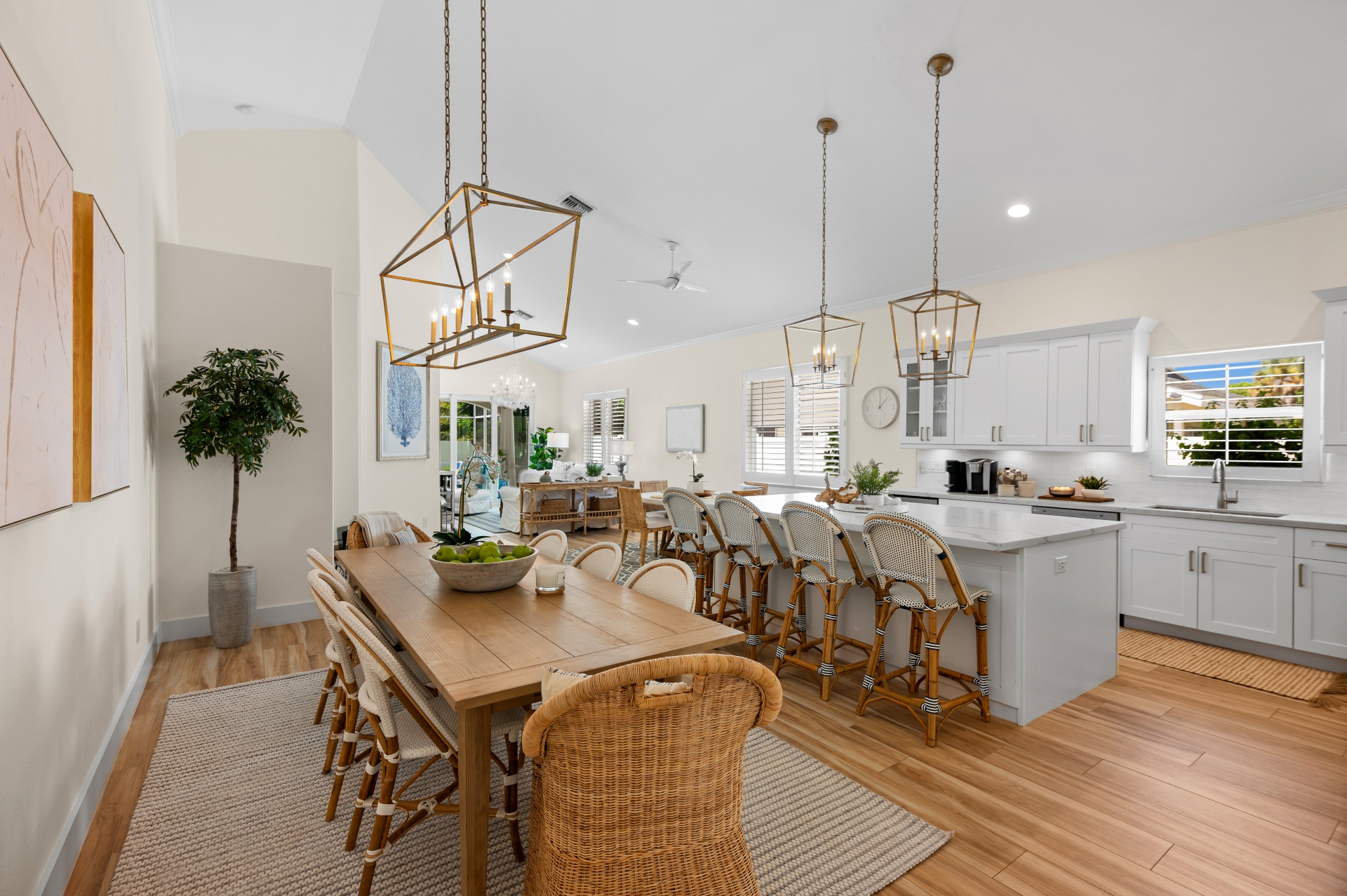 Fully Stocked Kitchen w/ Bar Seating and Two Tables!