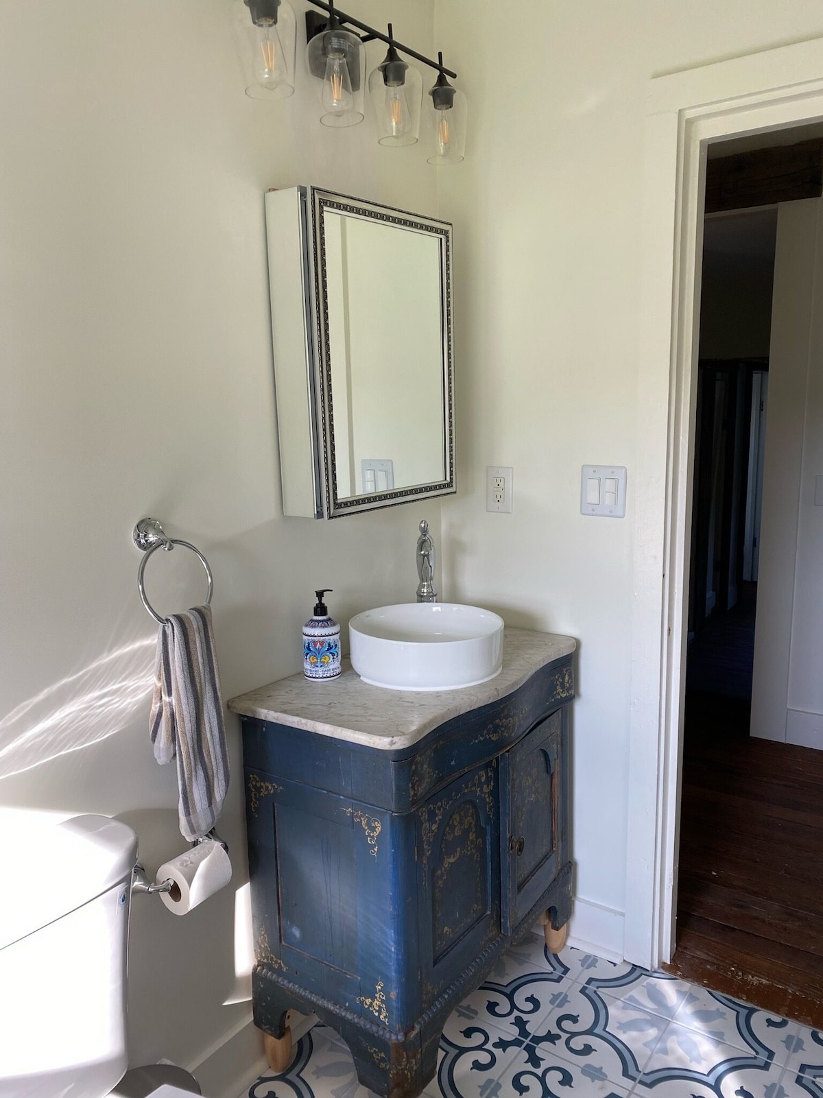 Bathroom 2, sink on antique chest