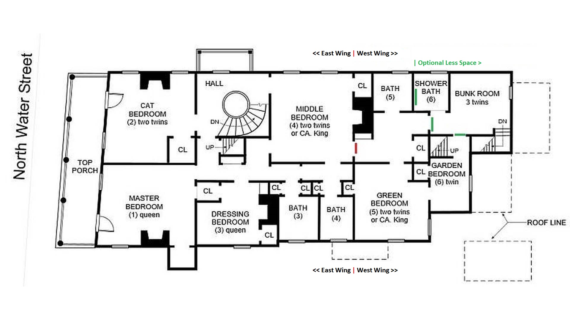 2nd Floor Plan showing East & West Wings