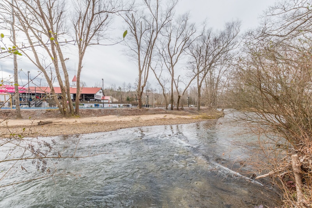 Great river view for fishing and swimming right out the back door! 