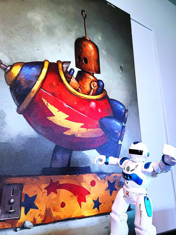 Howie SHOG loves the artwork in the Monopoly Room. This is a painting of one of his friends. 