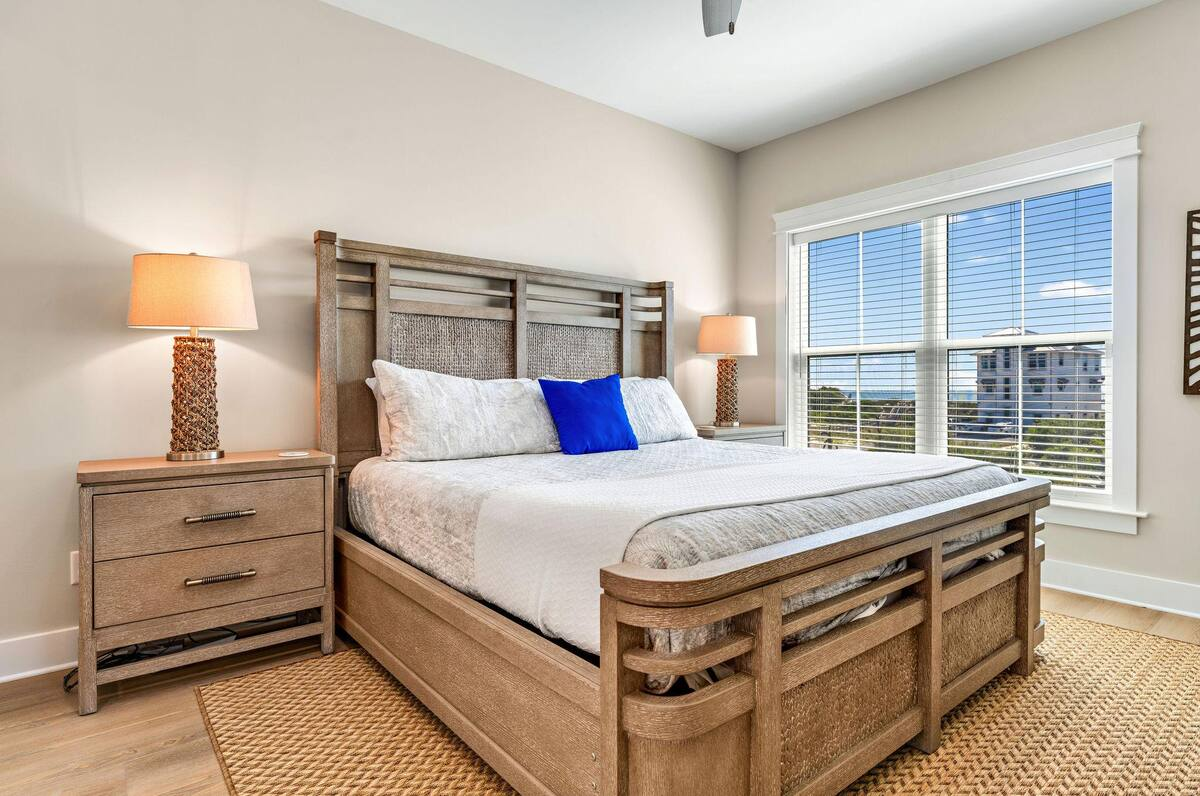 King Bedroom #3 features a plush king bed, attached private bath, and a 50" Roku TV