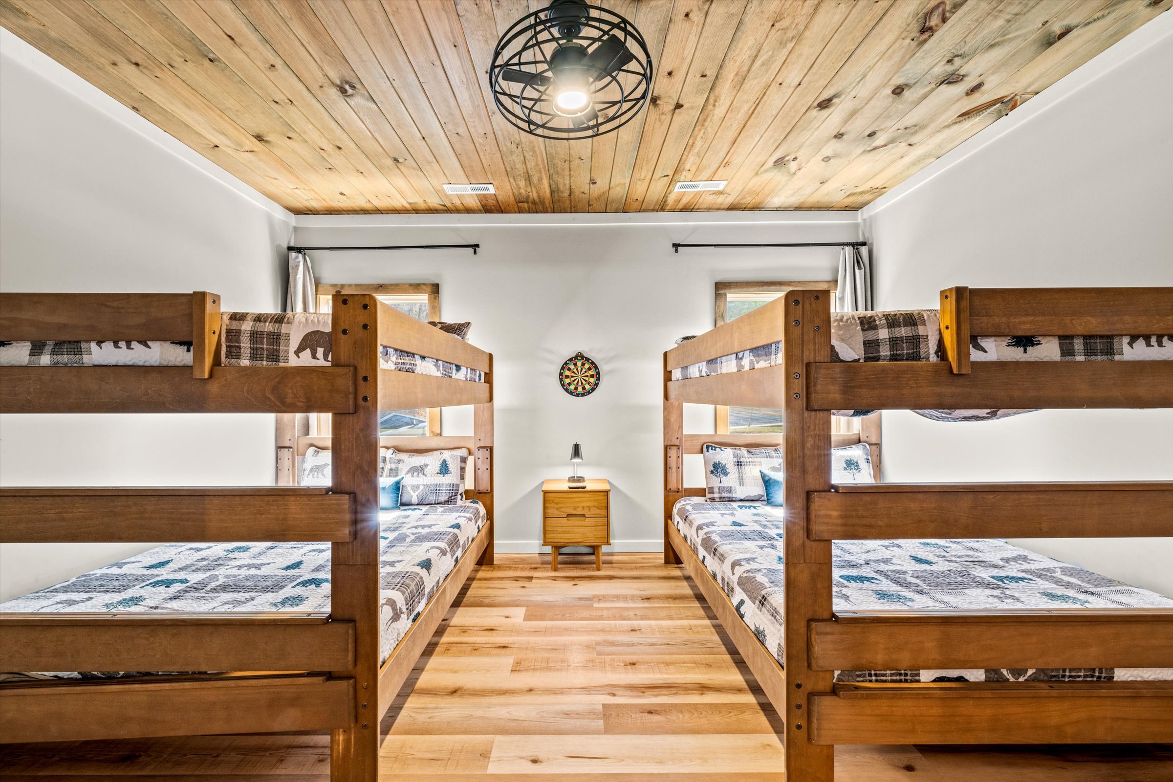 There is also a large bunk bed room with 4 queen beds.