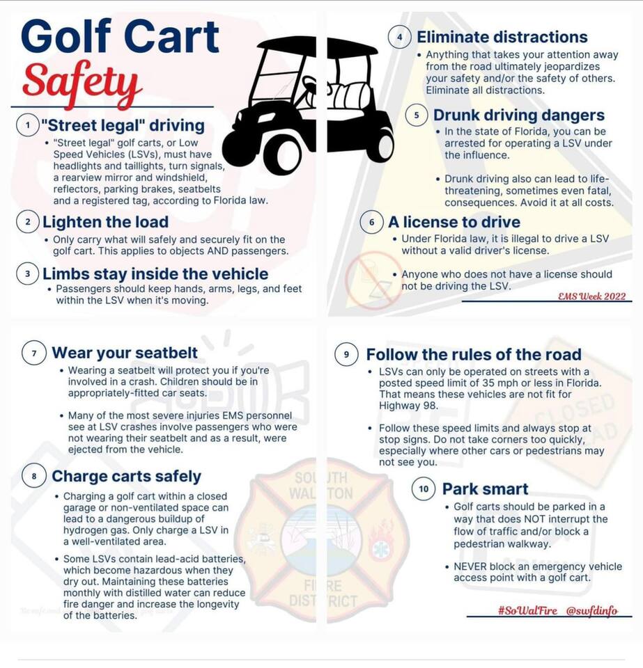 please know the golf cart rules and guidelines.