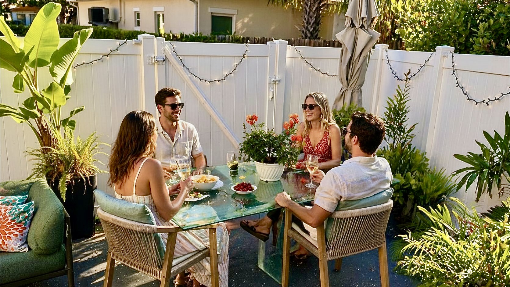 Private luxury dining on lanai to enjoy the beautiful outdoors
