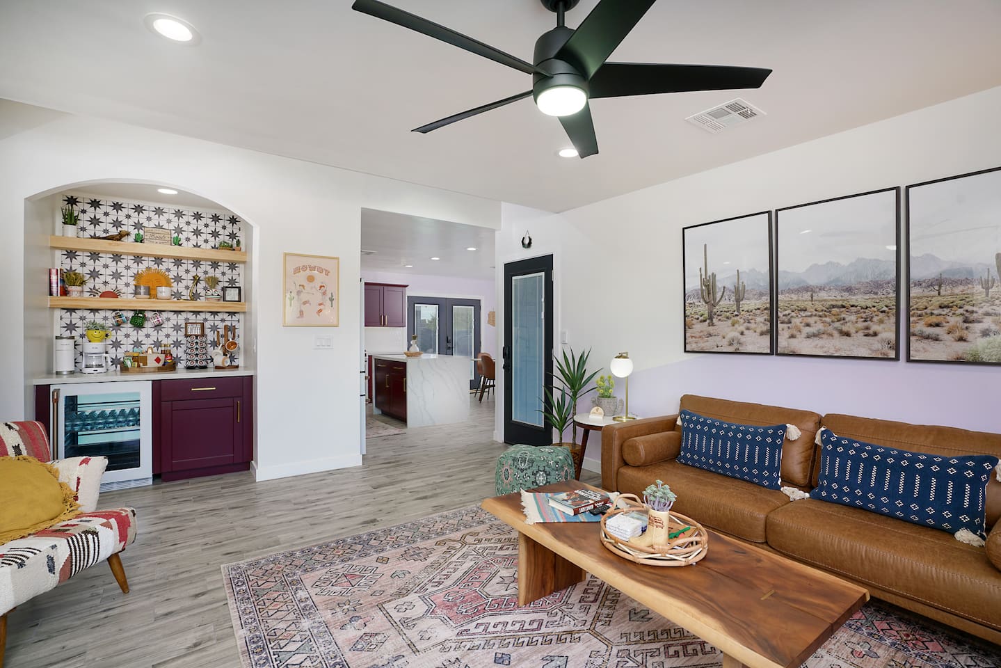 Open layout to be in different rooms, yet still be all together.