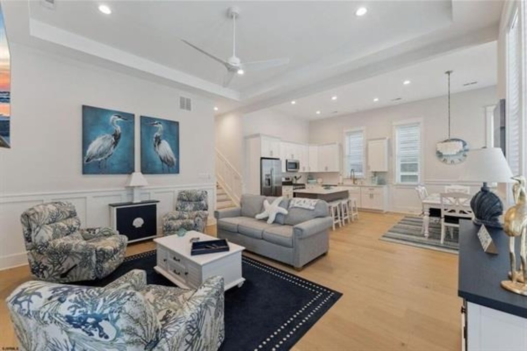 View of the living room and kitchen area