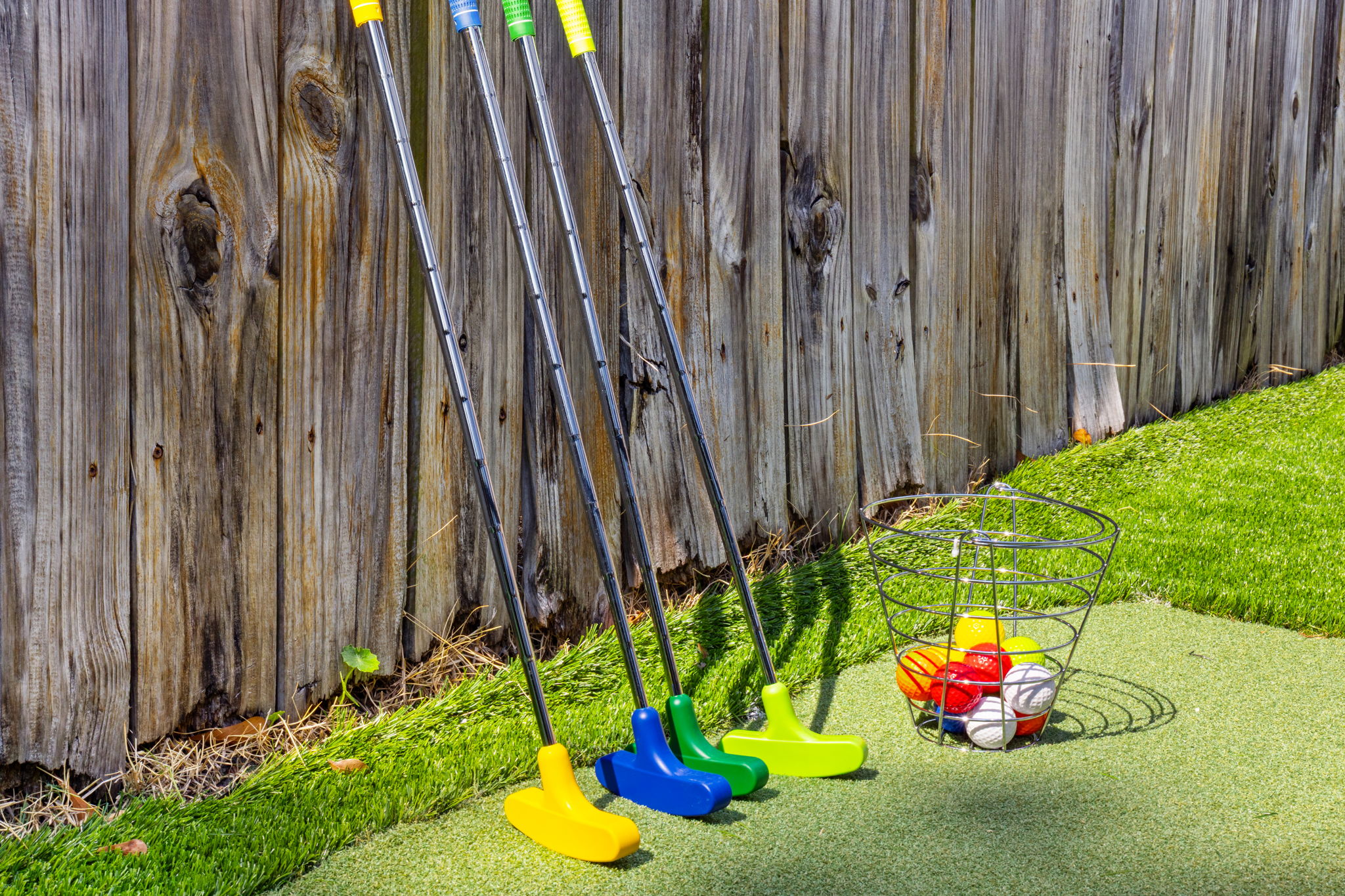 Practice your short game! Our private backyard includes a custom 3-hole putt-putt green. We provide colorful putters and golf balls for all ages, making it easy to challenge your group to a friendly mini-golf tournament.