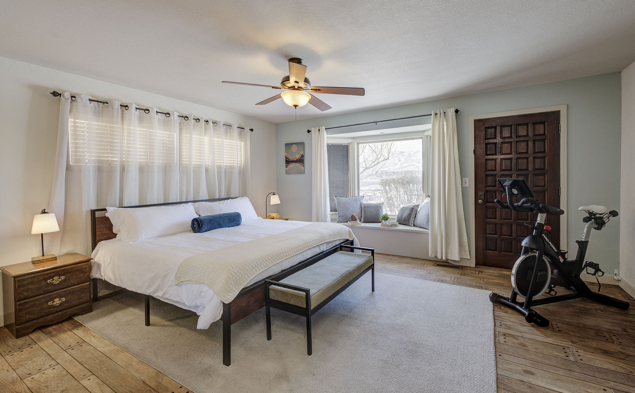 King bed in large bedroom