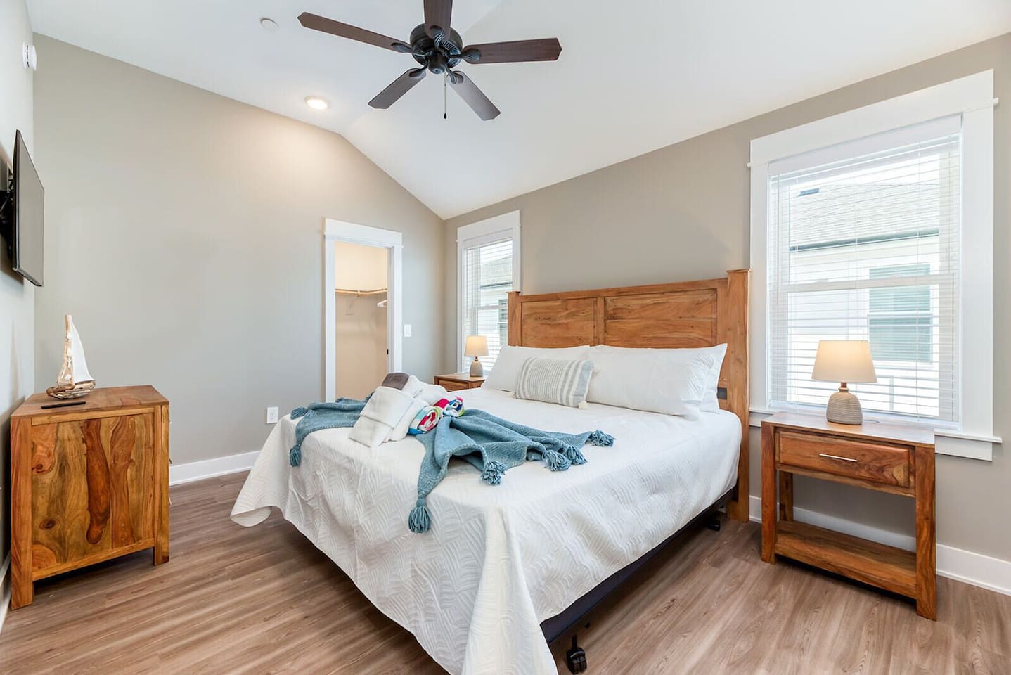 A beautifully furnished king bedroom offering comfort for family or friends.