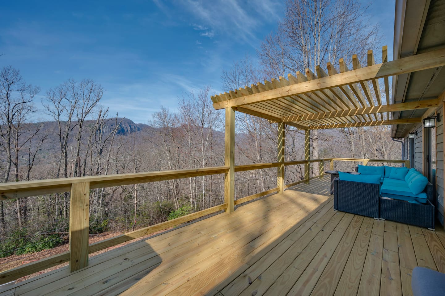 Brand new outdoor deck with seating firepit and more