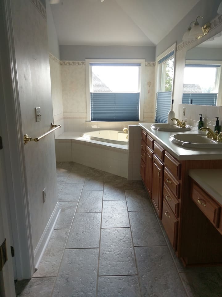 Upstairs master bath.  Shower.