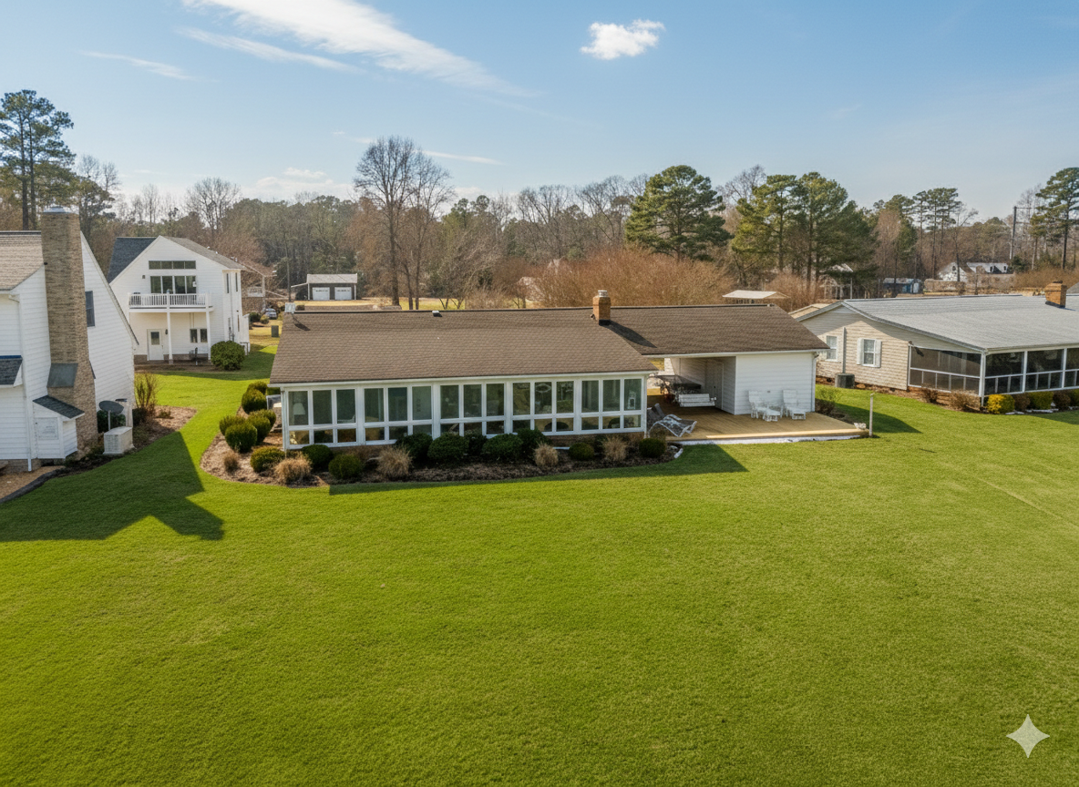 Outdoor Retreat: Spacious yard with lush green grass, perfect for gatherings and relaxation!