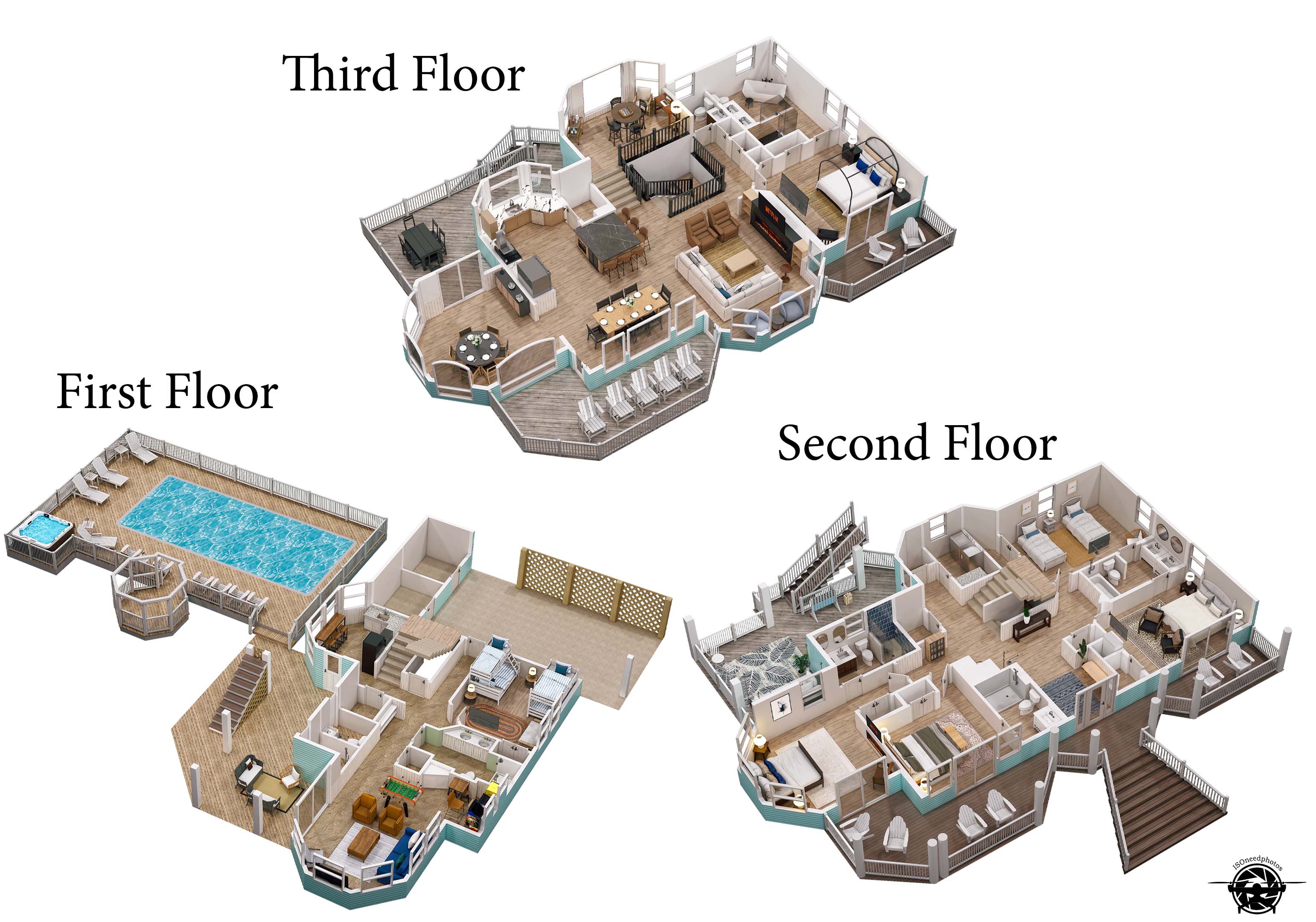 3d Floor Plan Combined