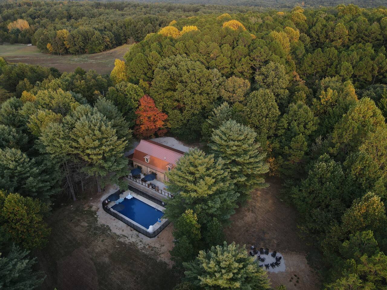 True seclusion from above. See how the Lodge is perfectly nestled within its own 16-acre forest, offering you total privacy and direct access to thousands of acres of protected wilderness.