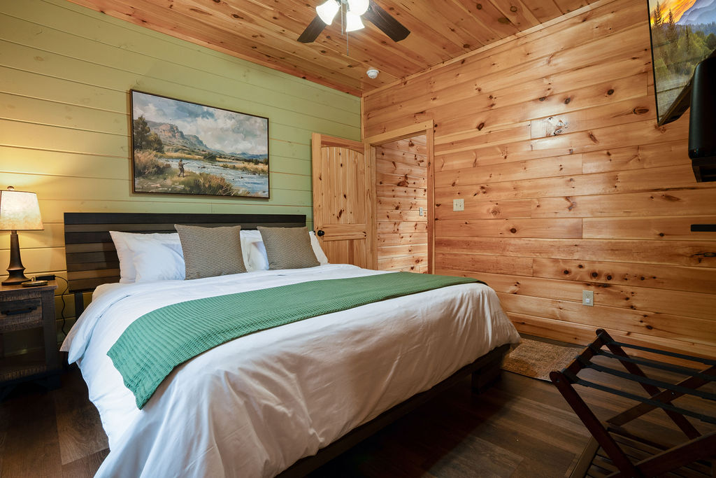King bedroom on main level with ensuite full bathroom
