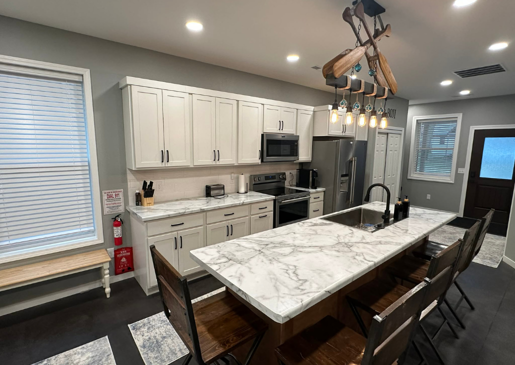 Big island counter top for all your prepping needs.