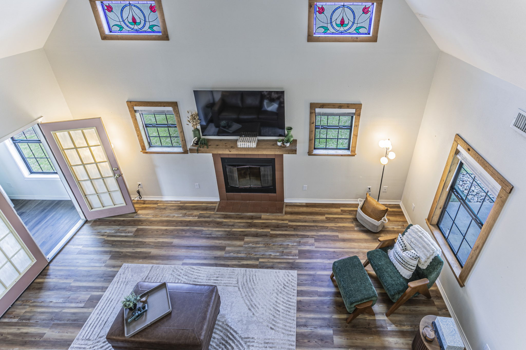 Living room from open loft