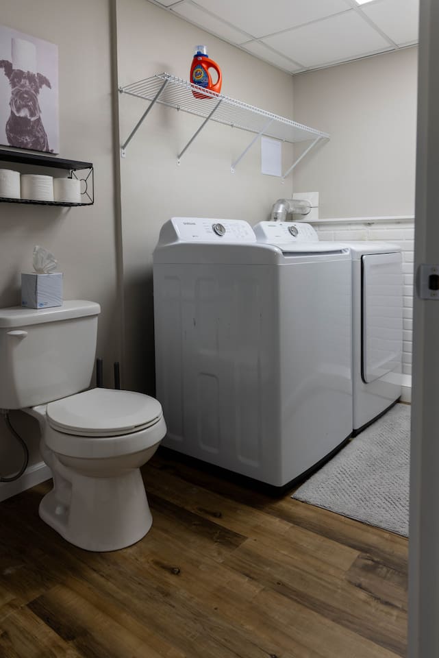 Half bath with washer and dryer