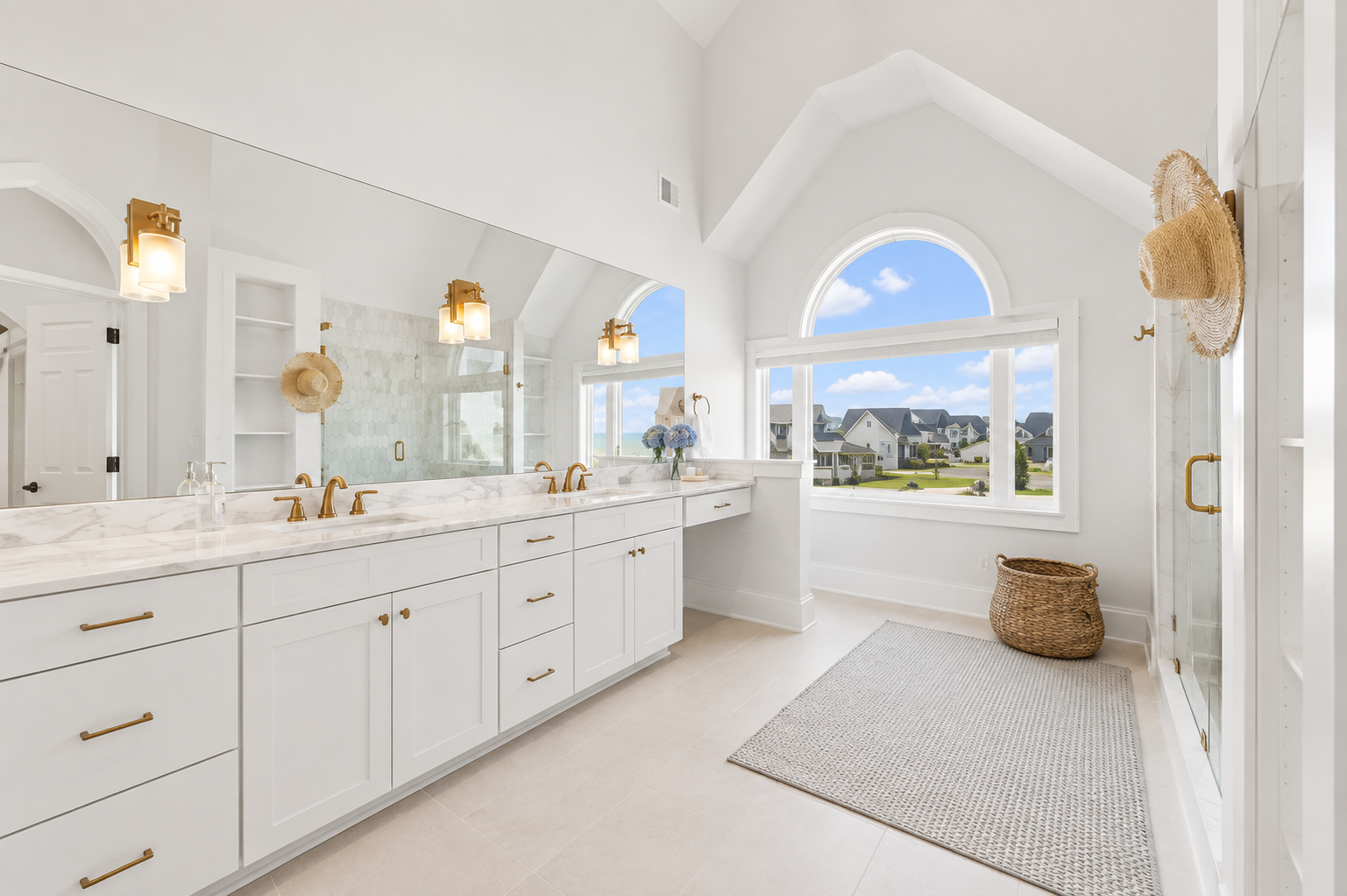 A stunning private bathroom sanctuary featuring modern touches, generous space, and a spa-like atmosphere.