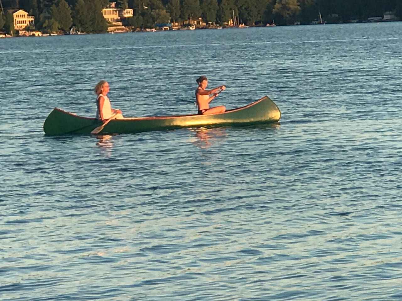 Vintage canoe available to enjoy on the lake.