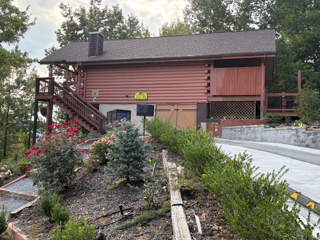 Side View of the cabin from parking area