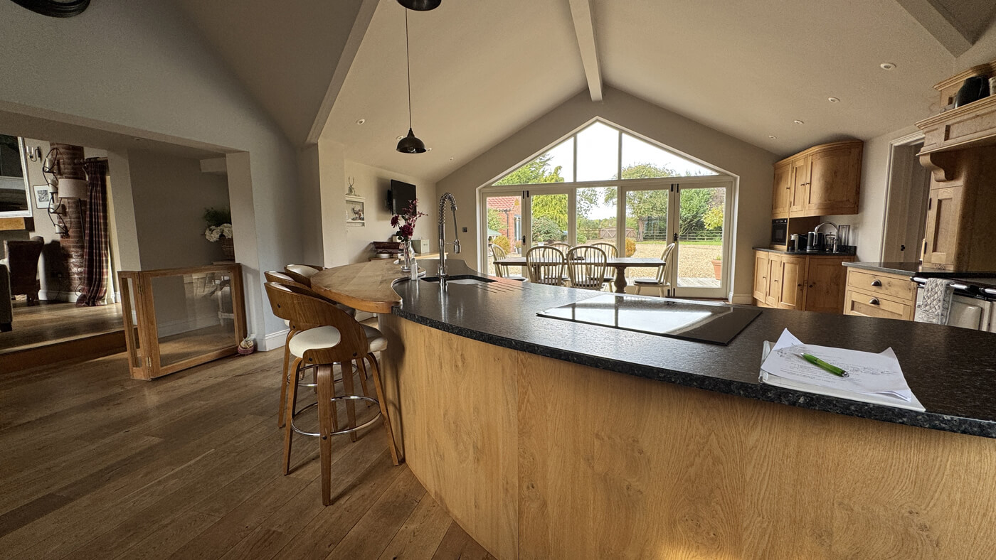 Kitchen view into courtyard