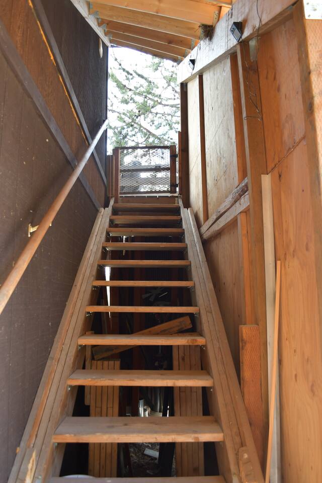 Stairs up to the loft