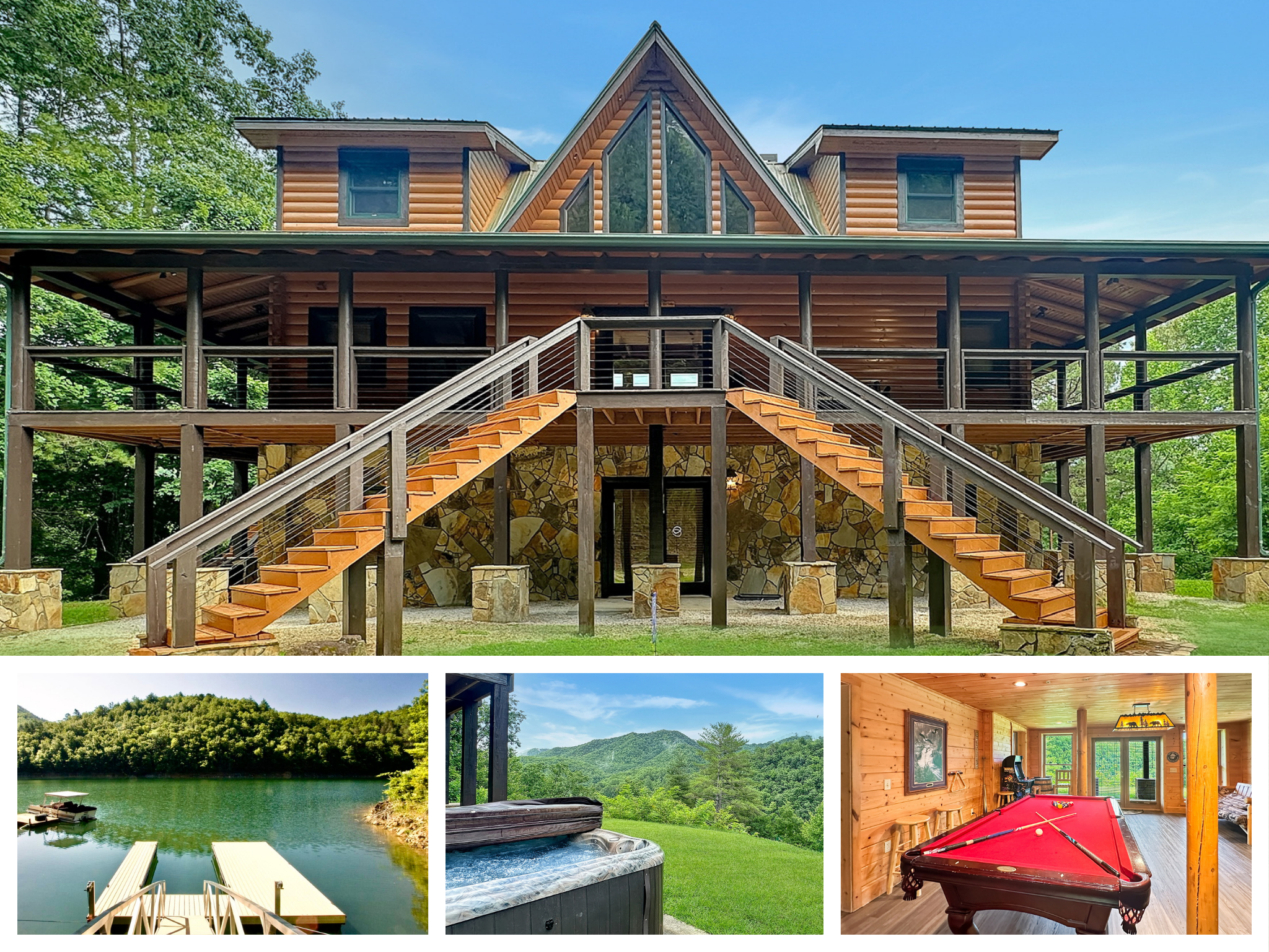 Exterior: Embrace nature's beauty in our stunning log cabin, perfect for your mountain escape!