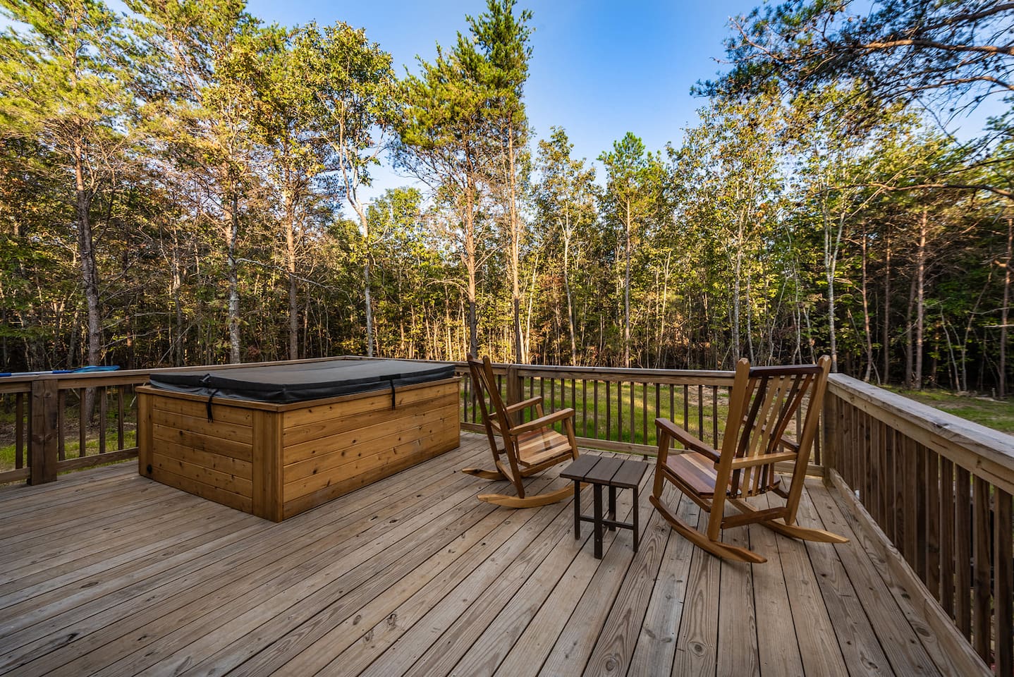 Back Deck surrounded by wooded lot