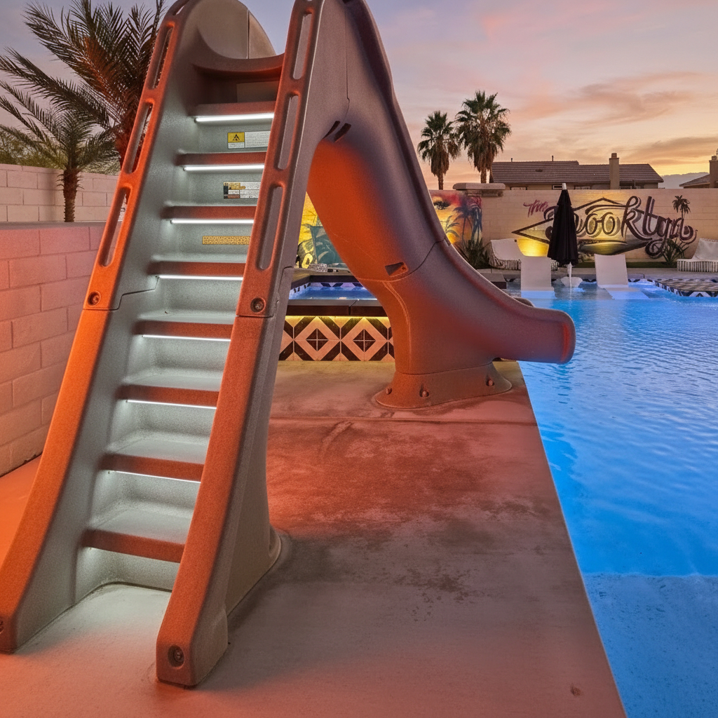 8-foot Turbo Twister Slide for hours of family fun and enjoyment. 