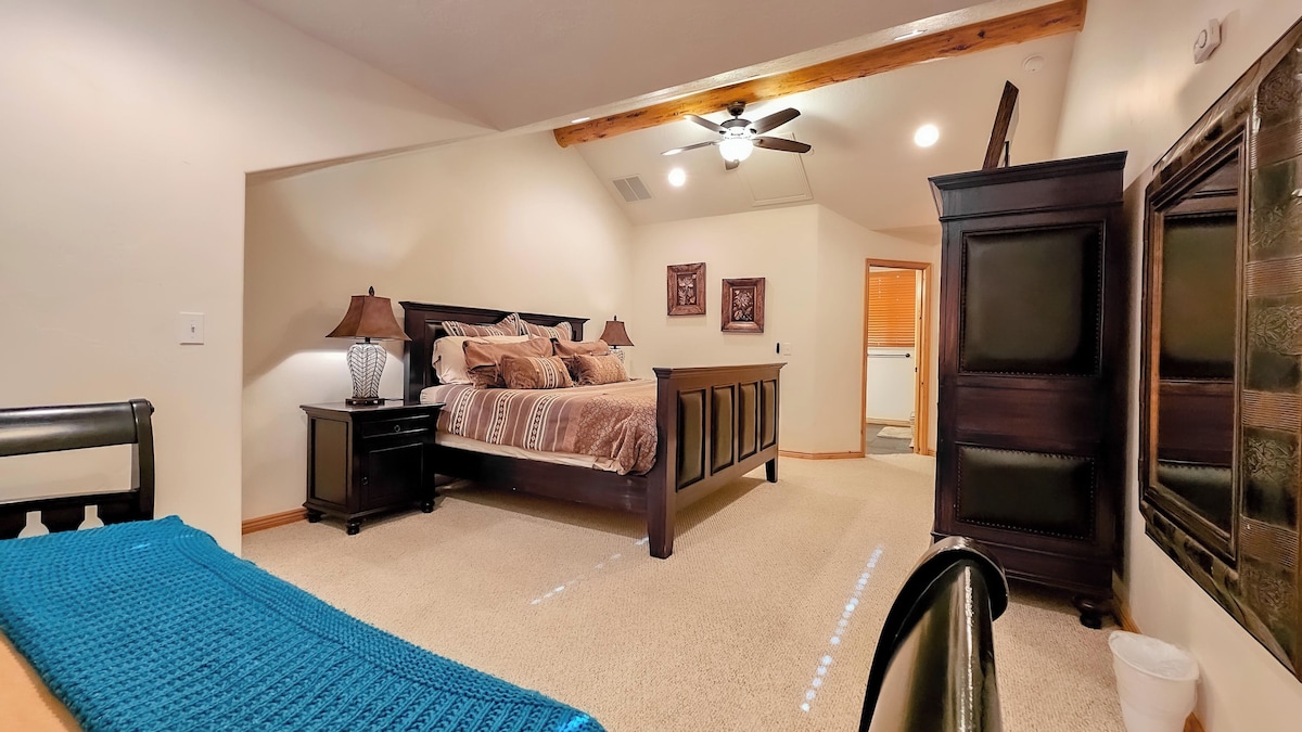 Relax in the primary bedroom.