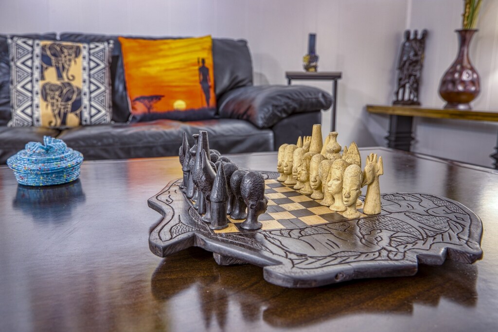 Board games include an authentic chess board made from rosewood. Lots of other beautiful Kamba Carvings imported from Kenya with ebony and rosewood featuring prominently.