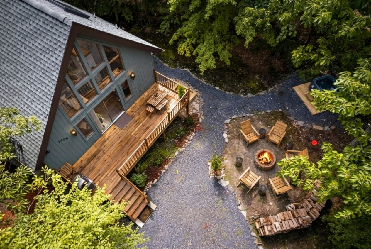 View from Above - Firepit/Hot Tub/Deck