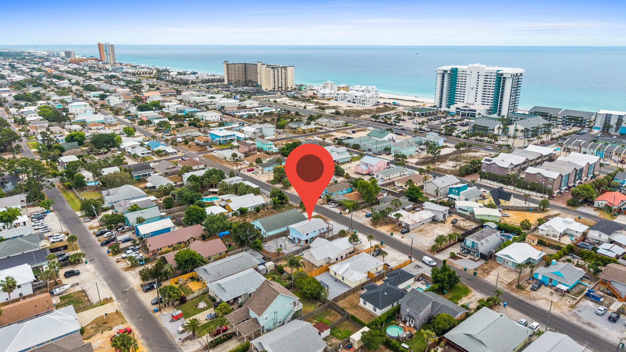 Aerial of Area with Pin where House is located at.