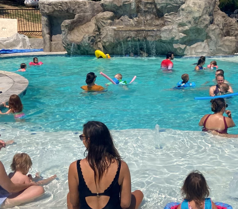 Giant pool handles a crowd. We've had groups over 25 in the pool with room for more!