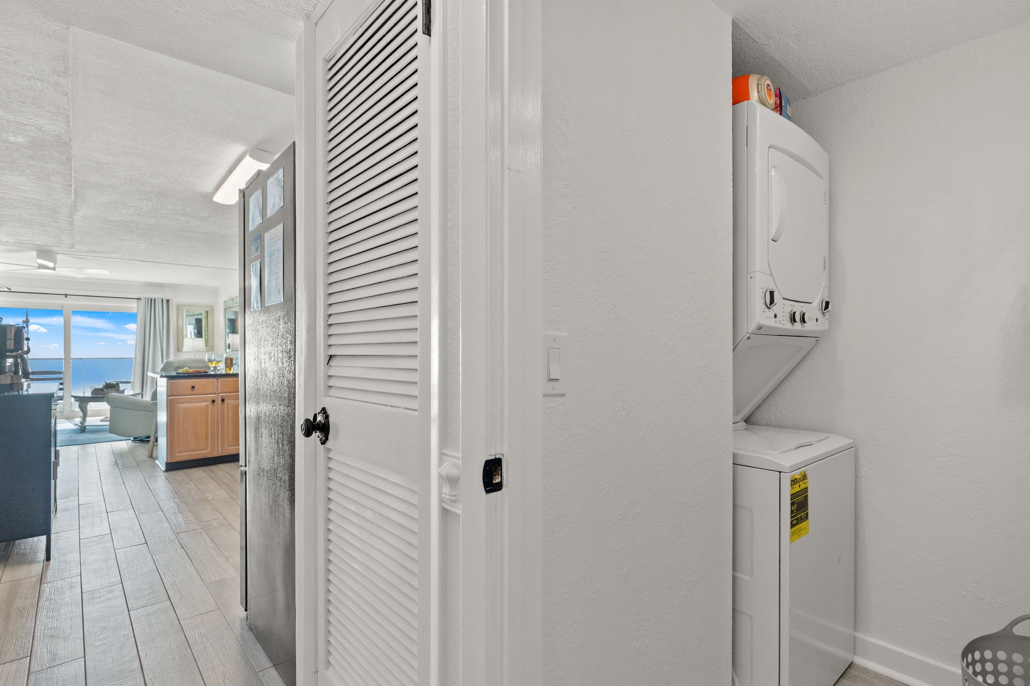 Convenient in-unit laundry closet with a washer and dryer, plus an iron and ironing board—and we even include starter laundry detergent to make settling in easy.