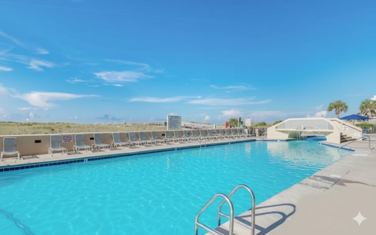 Dive into relaxation at the expansive outdoor pool at Phoenix VI! With plenty of lounge seating and the fresh Gulf breeze, it's the perfect spot to cool off after a day in the sun.