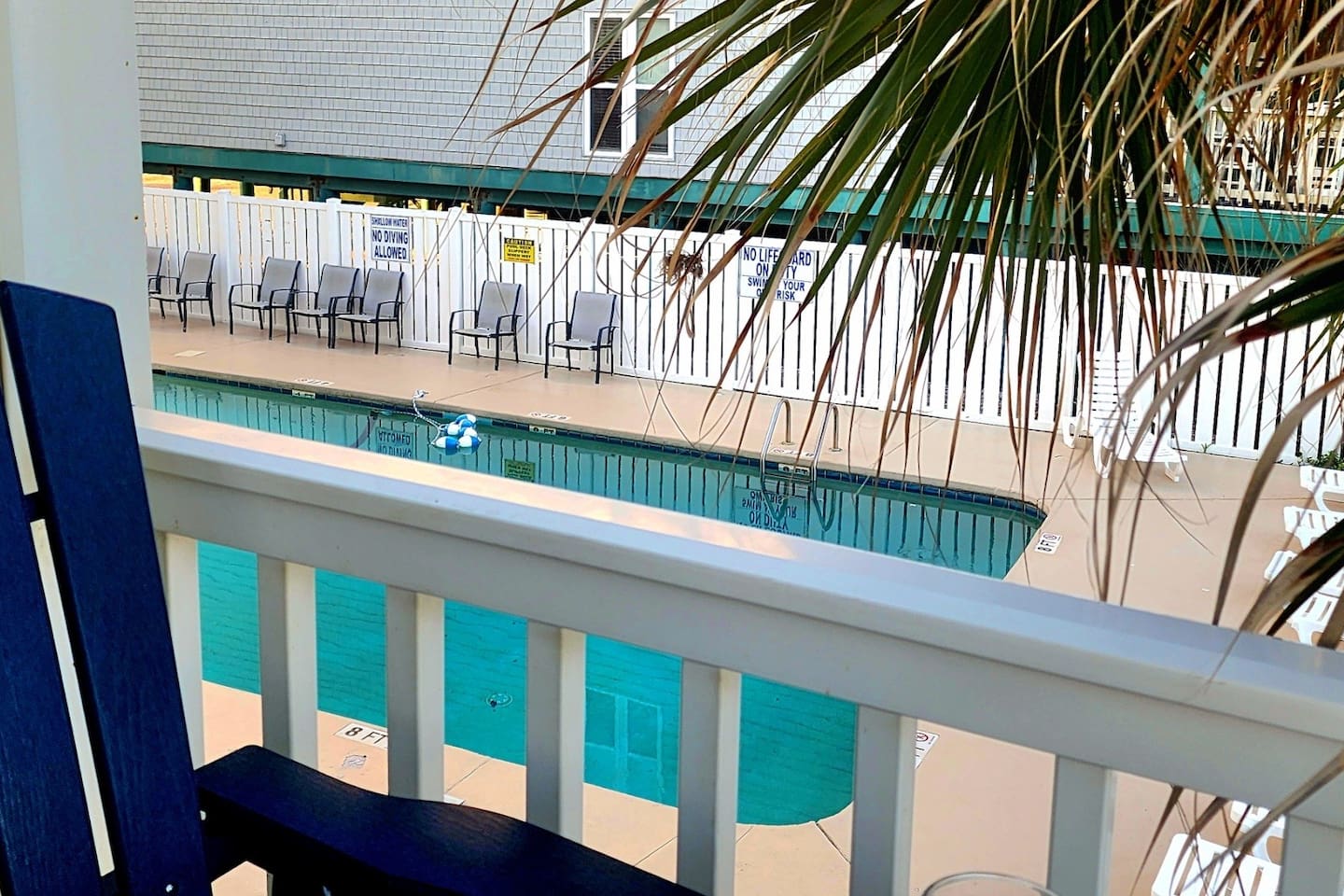 Pool view from side of the ba;cony