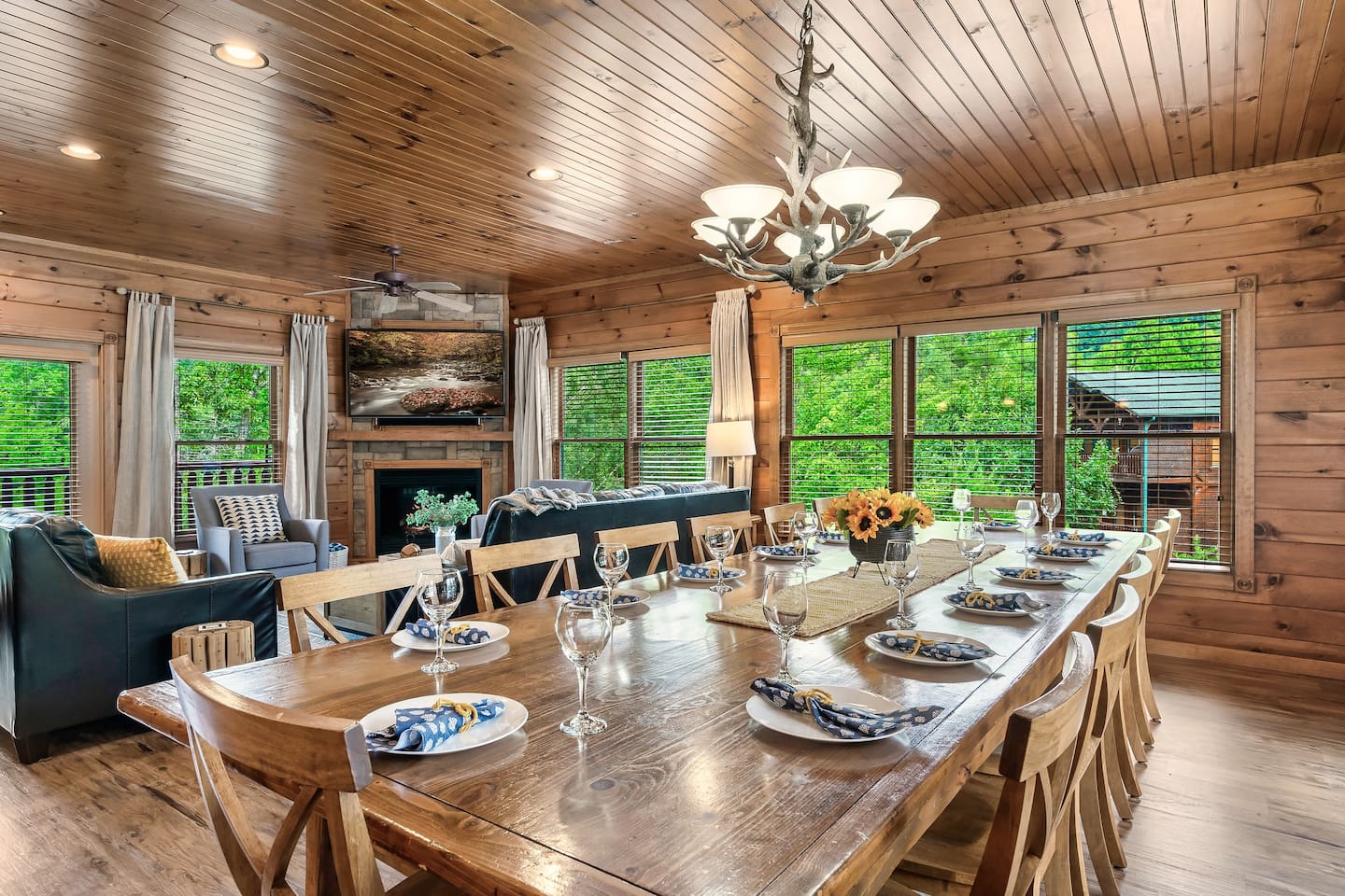 Prepare for a feast with the dining room table that seats 14