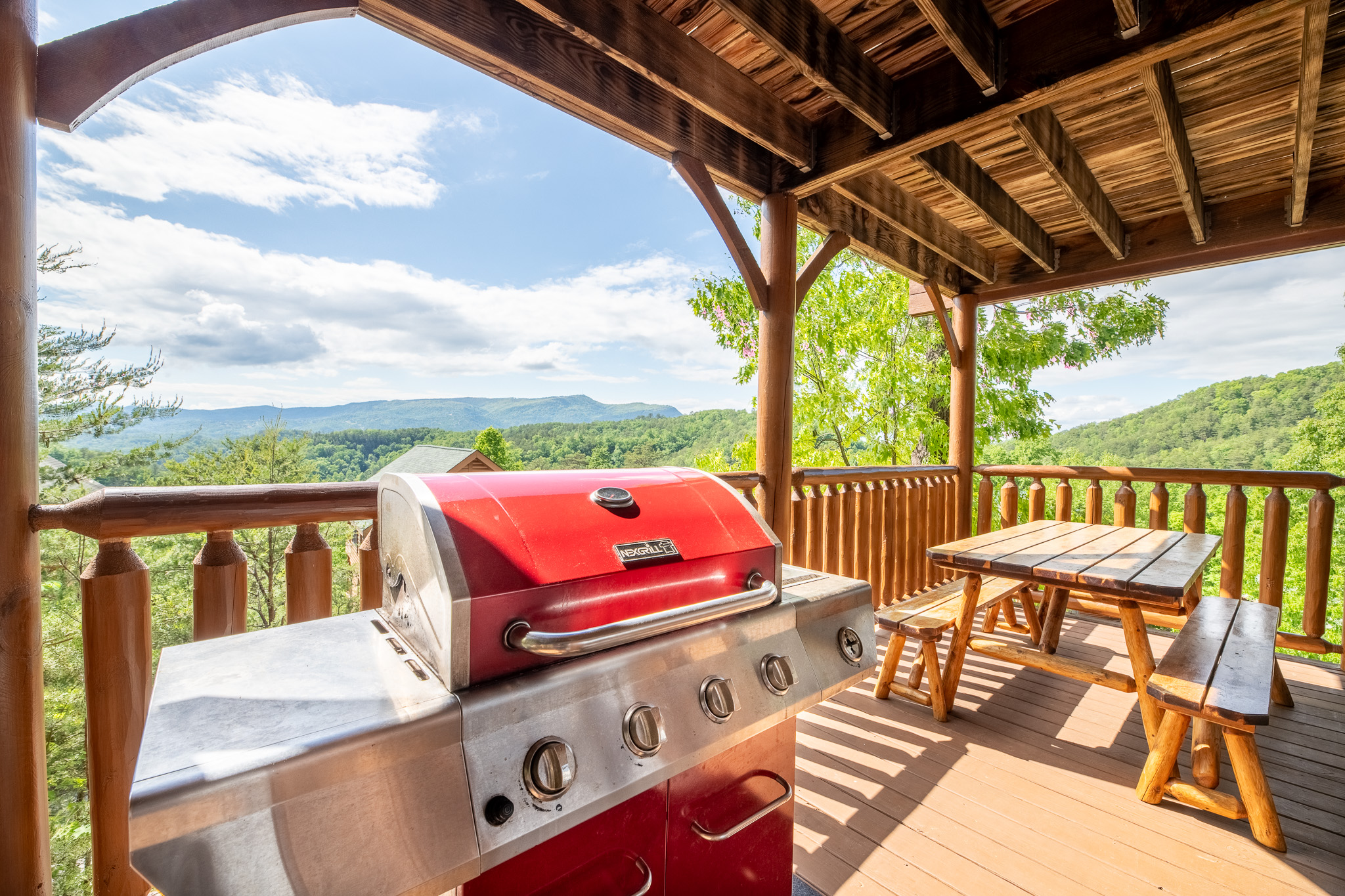 Lunch with a Smoky Mountain view or a legendary game of Uno. The main deck picnic table is ready for either.