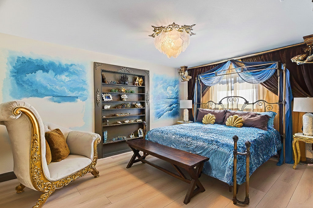 NOT YET COMPLETE: Mermaid Room – King bed retreat with smart TV and shared Jack‑and‑Jill bath. Lured by the siren’s song, this ocean‑inspired hideaway blends whimsy and comfort for a magical night’s rest