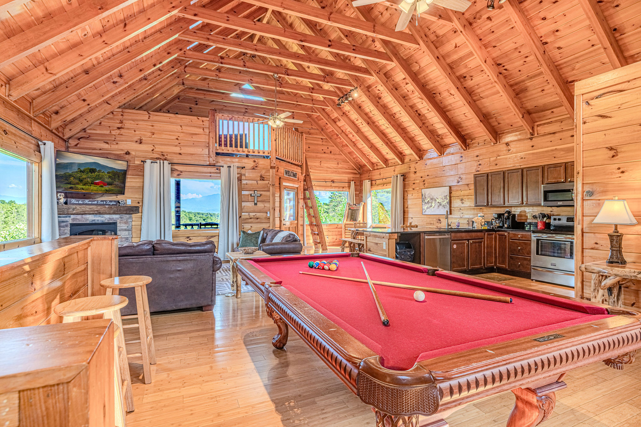 From the pool table to the dinner table, every corner of the Great room invites fun and comfort.