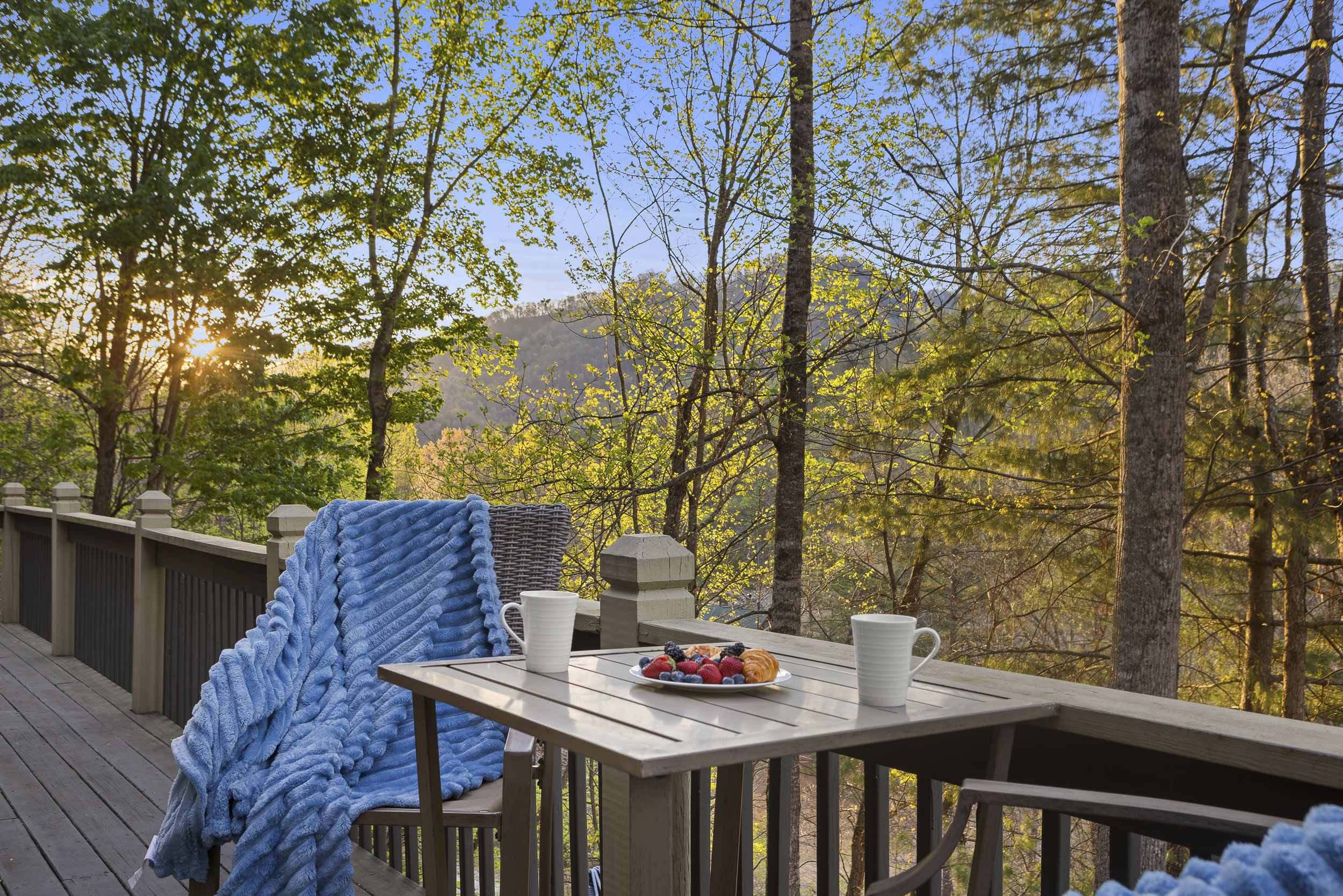 Deck: Sip coffee and savor mountain views surrounded by nature's beauty!