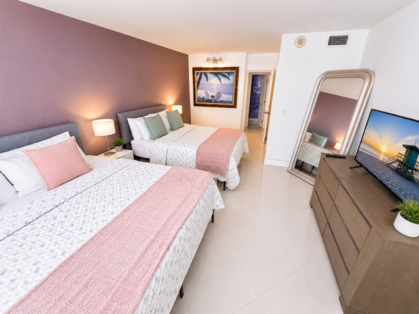 Bedroom with two comfortable queen beds 